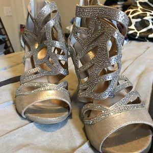 Gold dressy heels with sparkle clear accents
